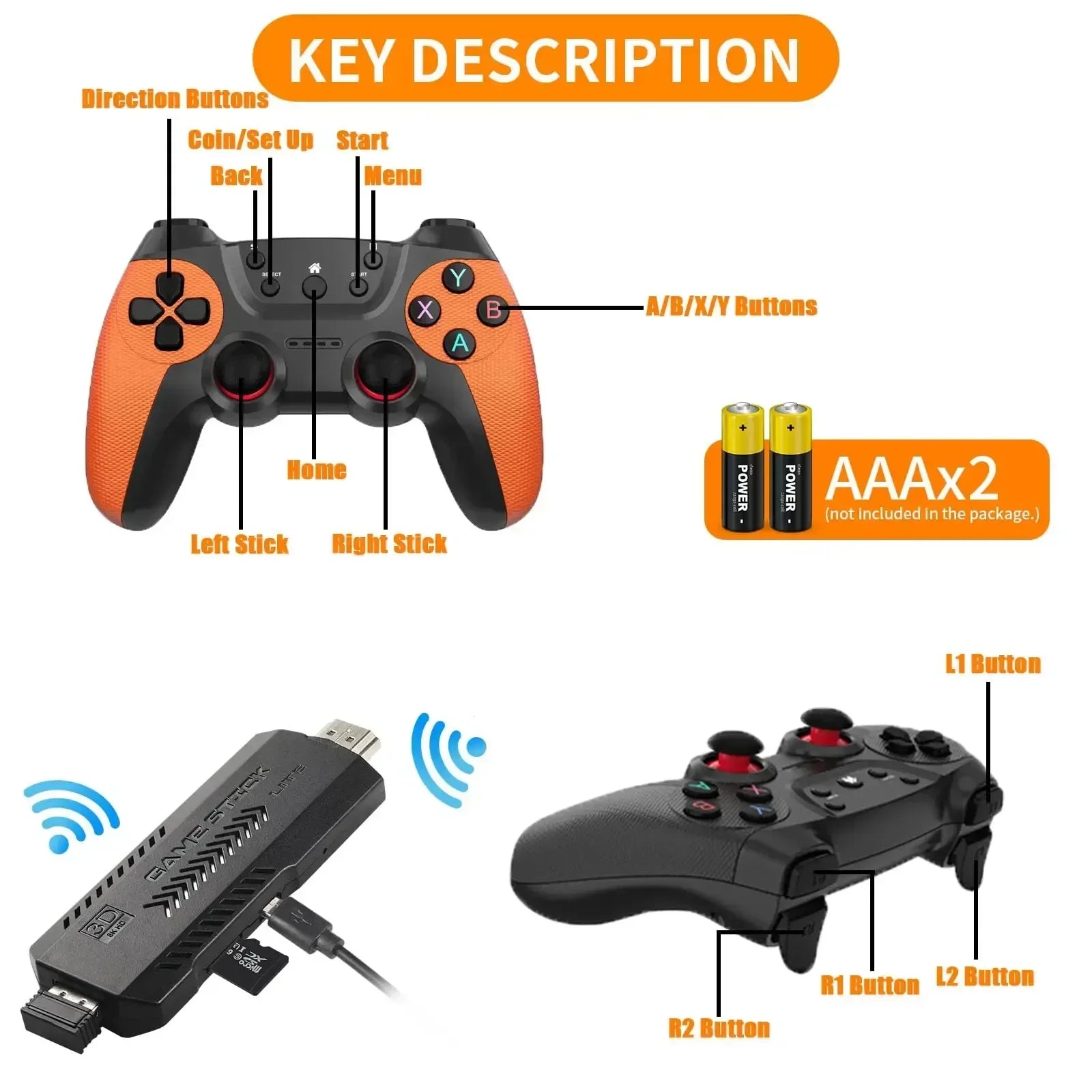 X2 Ultra 64GB 4K Retro Game Stick – 30,000+ Games with Dual Wireless Controllers
