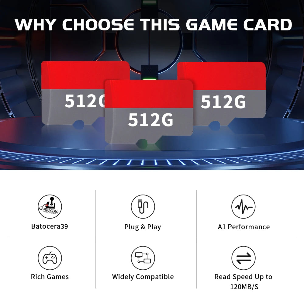 Batocera 39 Pro 512GB Retro Game Card – 51,400+ Games