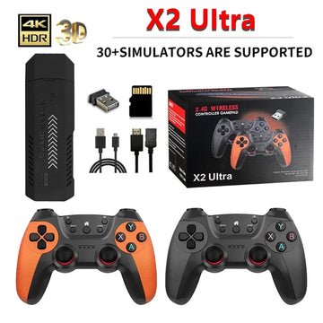 X2 Ultra 64GB 4K Retro Game Stick – 30,000+ Games with Dual Wireless Controllers