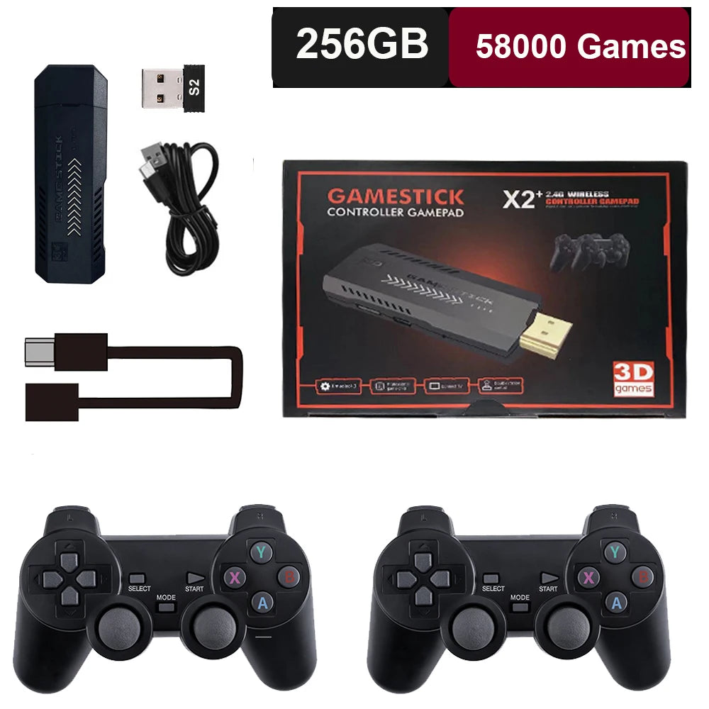 X2 Plus 256GB 4K Retro Game Stick – 58,000+ Games, 50+ Emulators