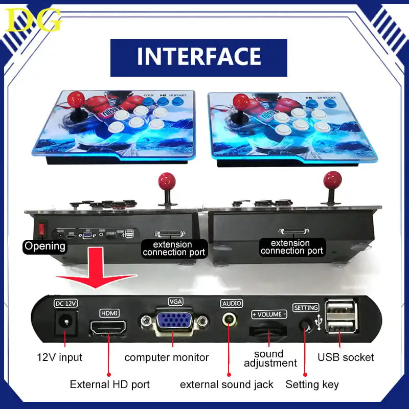 26800 in 1 Arcade Retro Game Console with 2 Separated Controller and 1 Multigame Motherboard Support English Korean Spanish 3D