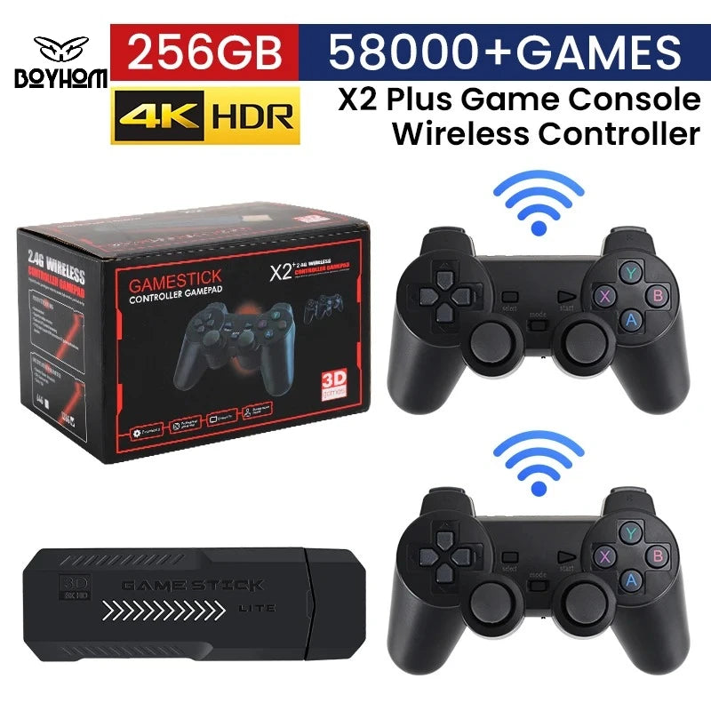 X2 Plus 256GB 4K Retro Game Stick – 58,000+ Games, 50+ Emulators