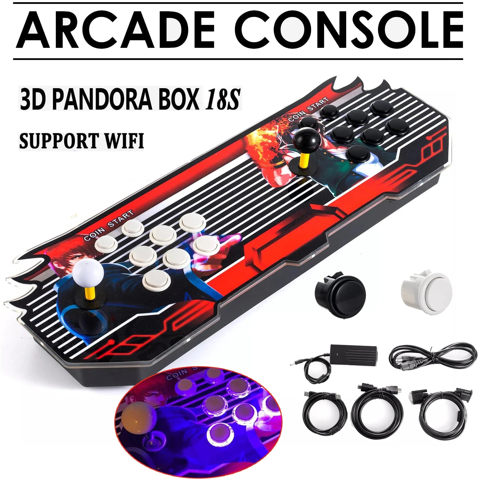 3D Retro Video Game Console, WiFi, Double Stick Multiplayer Joystick, Saga Arcade Console for Party, Child Gift