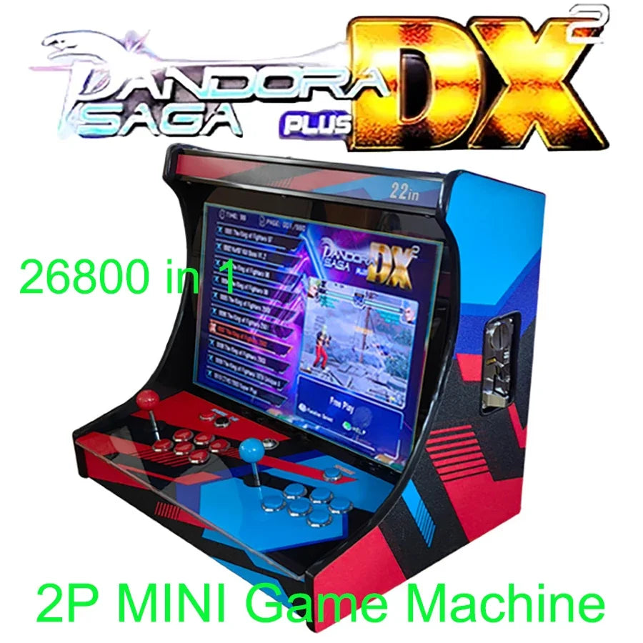 2 Players Arcade Video Game Console 22 Inch LCD Bartop build with SAGA PANDORA DX 26800 In 1 Coin Acceptor Joystick Button To TV