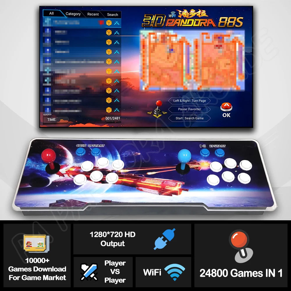 Pandora SAGA EX 3D WIFI 88s Box 36800 in 1 Save Function Multiplayer Joysticks Arcade Console Retro Video Game