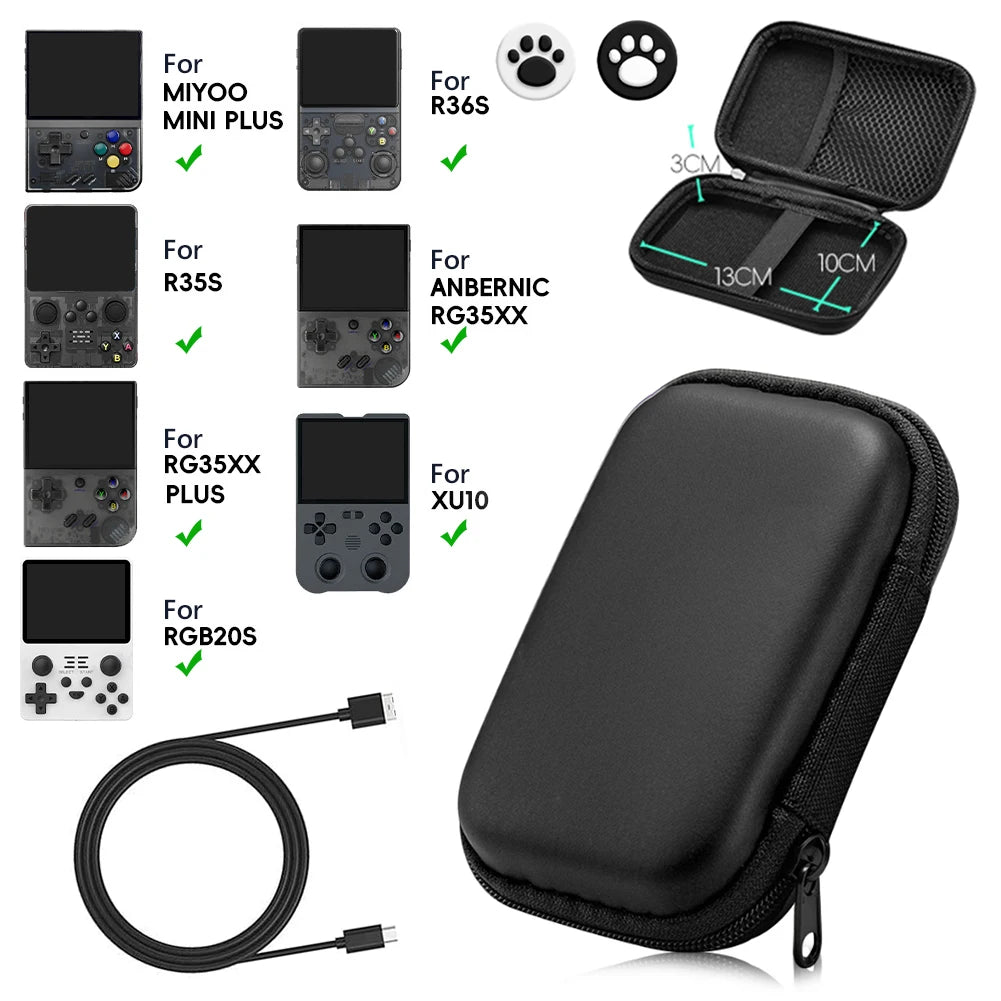 Hard Carrying Case for Retro Handheld Consoles – Fits Miyoo Mini Plus, ANBERNIC RG35XX, R36S & More