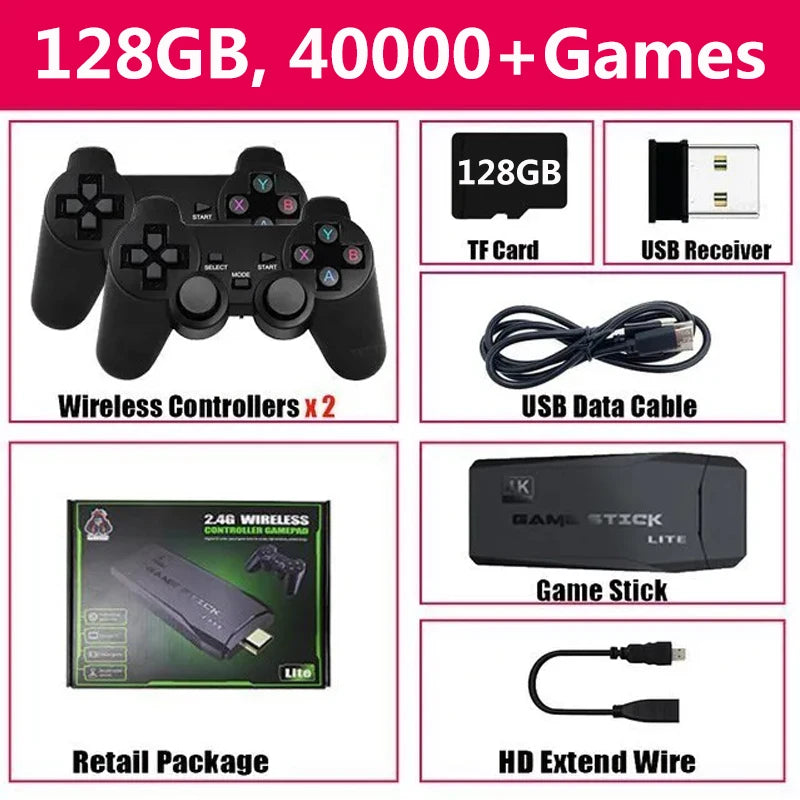 M8 128GB 4K Retro Game Stick – 40,000+ Games