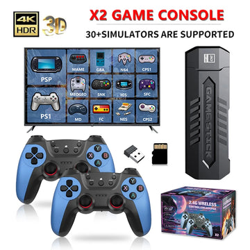 X2 256GB 4K Retro Game Stick – 60,000+ Games & 30+ Emulators with Dual Wireless Controllers