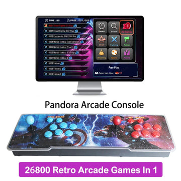 26800 in 1 Pandora box arcade console 2024 3D Retro Arcade Game Console Cabinet Bartop 8 Way Joysticks Push Buttons with LED